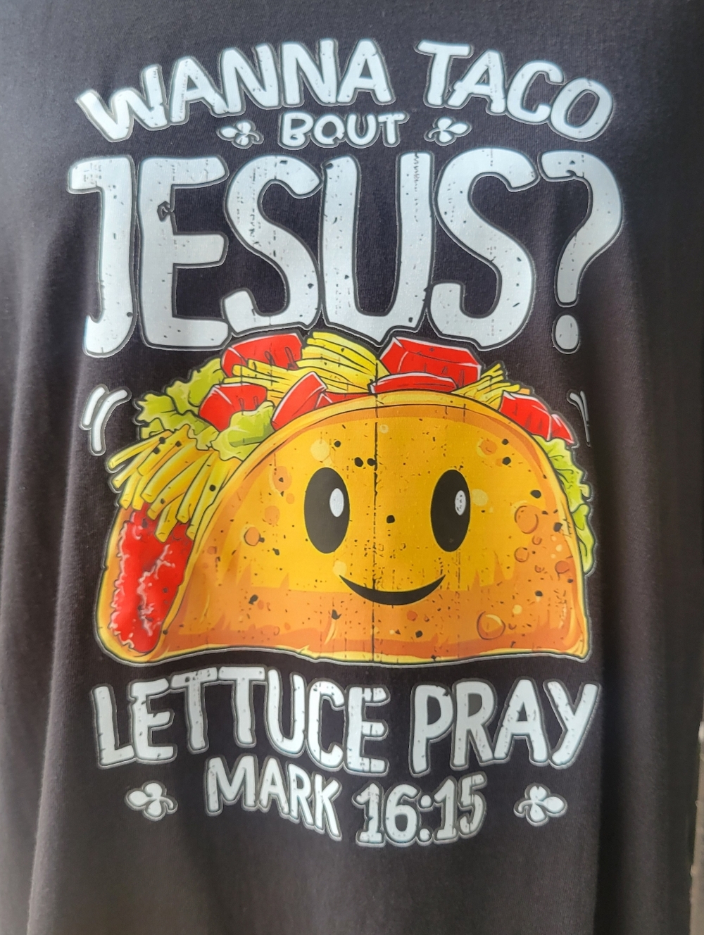 NWT! Mens XXL Christian Jesus T-Shirt Wanna Taco Bout Jesus Lettuce Pray 2X - Picture 3 of 4